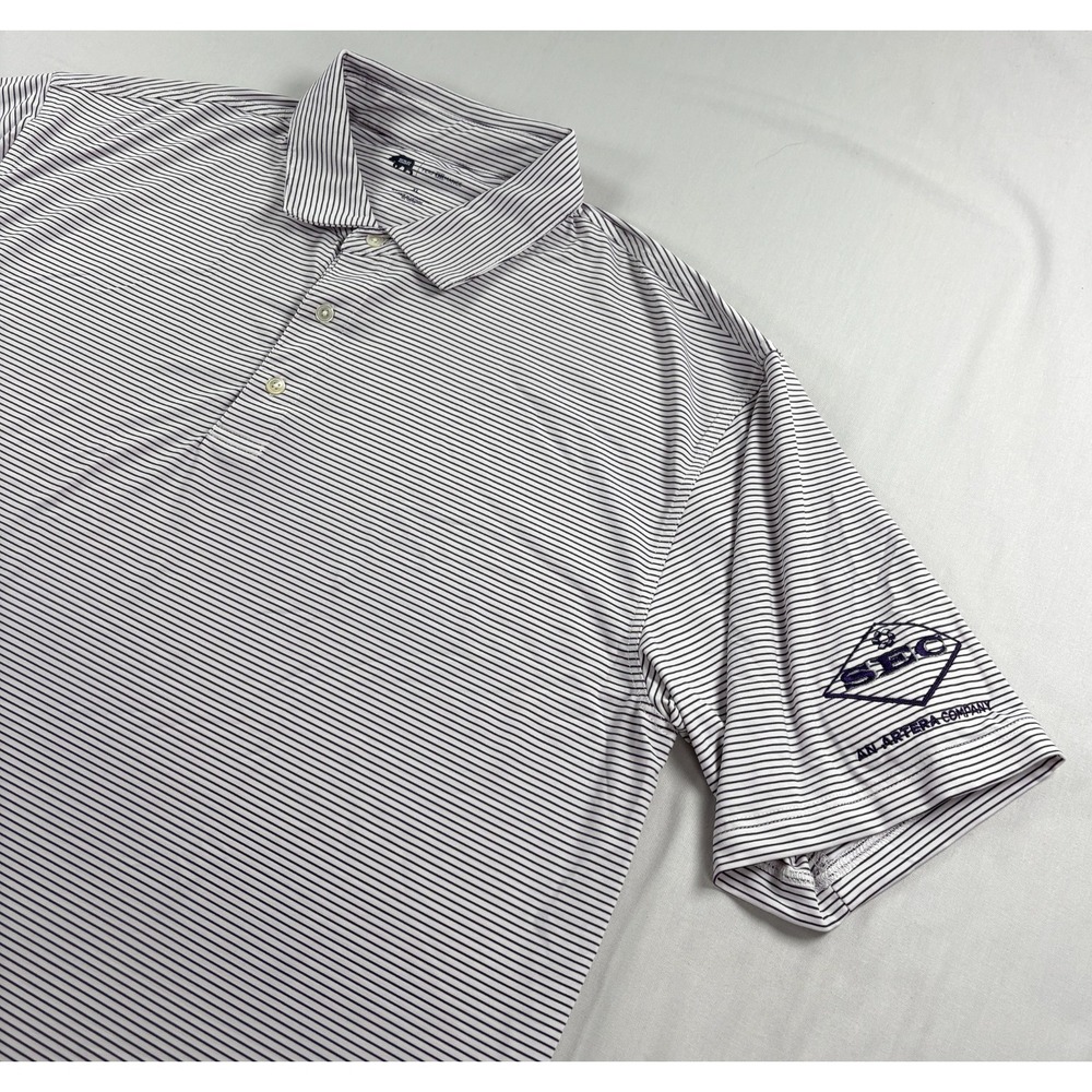 Onward Reserve Polo Shirt Mens XL White Stripe Performance Golf Wicking Stretch